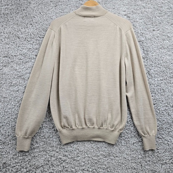 Alan Paine Sweater Mens 2XL Beige Wool Mock Neck Stretch Minimal - Picture 7 of 11